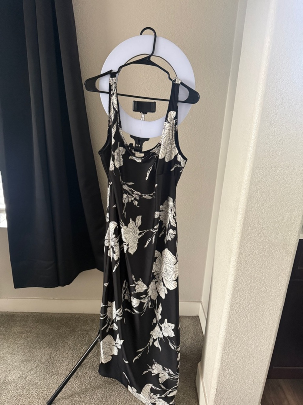 a new day Black Maxi Dress with White Floral Print